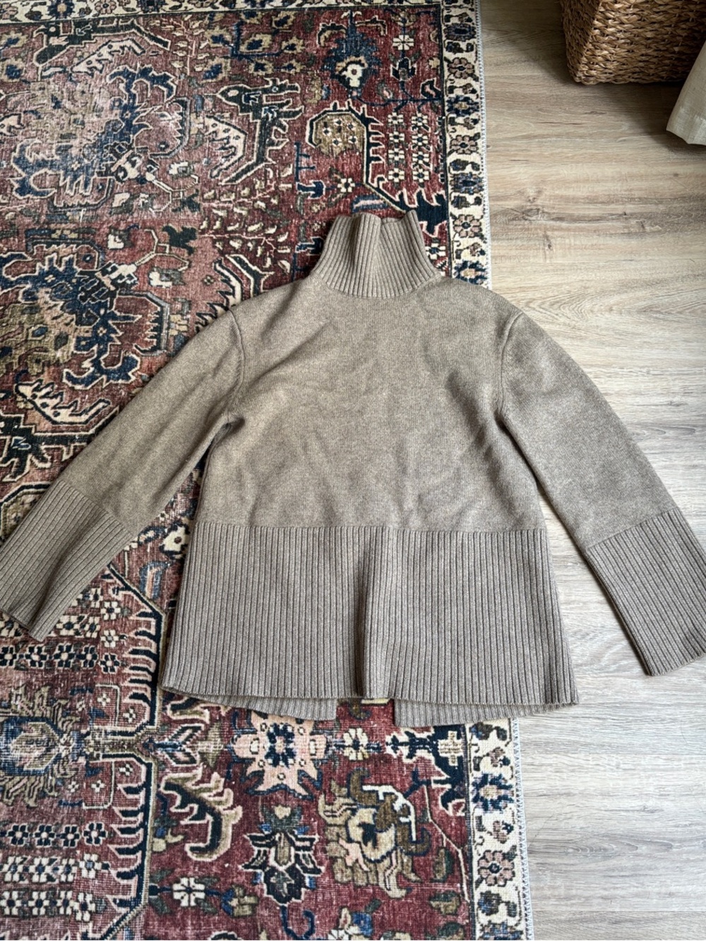 & Other Stories Taupe Ribbed Hem Turtleneck Sweater